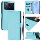For Xiaomi Poco X6 Pro Skin Feel Solid Color Leather Phone Case with Lanyard(Sky Blue) - 1