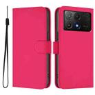 For Xiaomi Poco X6 Pro Skin Feel Solid Color Leather Phone Case with Lanyard(Rose Red) - 2