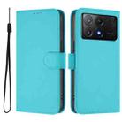 For Xiaomi Poco X6 Pro Skin Feel Solid Color Leather Phone Case with Lanyard(Lake Blue) - 2