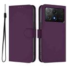 For Xiaomi Poco X6 Pro Skin Feel Solid Color Leather Phone Case with Lanyard(Violet) - 2