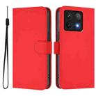 For Xiaomi 14T Skin Feel Solid Color Leather Phone Case with Lanyard(Red) - 2