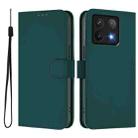 For Xiaomi 14T Skin Feel Solid Color Leather Phone Case with Lanyard(Dark Green) - 2