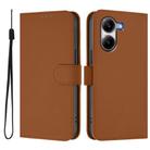 For Xiaomi Poco X7 Pro 5G Skin Feel Solid Color Leather Phone Case with Lanyard(Brown) - 2