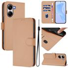 For Xiaomi Poco X7 Pro 5G Skin Feel Solid Color Leather Phone Case with Lanyard(Nude) - 1