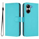 For Xiaomi Poco X7 Pro 5G Skin Feel Solid Color Leather Phone Case with Lanyard(Lake Blue) - 2