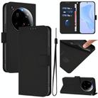 For Xiaomi 15 Ultra Skin Feel Solid Color Leather Phone Case with Lanyard(Black) - 1