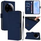 For Xiaomi 15 Ultra Skin Feel Solid Color Leather Phone Case with Lanyard(Navy Blue) - 1