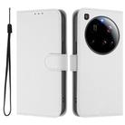 For Xiaomi 15 Ultra Skin Feel Solid Color Leather Phone Case with Lanyard(White) - 2