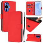 For Huawei nova 12s 4G Skin Feel Solid Color Leather Phone Case with Lanyard(Red) - 1