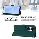For Huawei P50 Skin Feel Solid Color Leather Phone Case with Lanyard(Dark Green) - 3