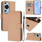For Huawei P60 Art Skin Feel Solid Color Leather Phone Case with Lanyard(Nude) - 1
