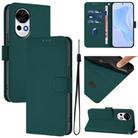 For Huawei Nova 13 / Nova 12 Skin Feel Solid Color Leather Phone Case with Lanyard(Dark Green) - 1