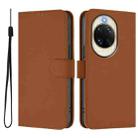 For Huawei nova 14 Skin Feel Solid Color Leather Phone Case with Lanyard(Brown) - 2