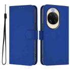 For Huawei nova 14 Skin Feel Solid Color Leather Phone Case with Lanyard(Dark Blue) - 2