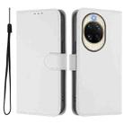 For Huawei nova 14 Skin Feel Solid Color Leather Phone Case with Lanyard(White) - 2