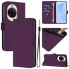 For Huawei nova 14 Skin Feel Solid Color Leather Phone Case with Lanyard(Violet) - 1