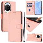 For Huawei nova 14 Ultra Skin Feel Solid Color Leather Phone Case with Lanyard(Pink) - 1