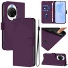 For Huawei nova 14 Ultra Skin Feel Solid Color Leather Phone Case with Lanyard(Violet) - 1