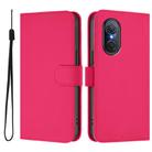 For Honor 50 SE / Huawei nova 9 SE Skin Feel Solid Color Leather Phone Case with Lanyard(Rose Red) - 2