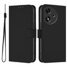 For Honor Play 50 Skin Feel Solid Color Leather Phone Case with Lanyard(Black) - 2