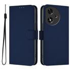 For Honor Play 50 Skin Feel Solid Color Leather Phone Case with Lanyard(Navy Blue) - 2