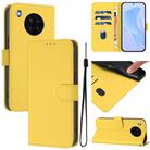 For Honor 50 Lite / Huawei nova 8i Skin Feel Solid Color Leather Phone Case with Lanyard(Lemon Yellow) - 1