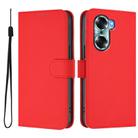 For Honor 60 Skin Feel Solid Color Leather Phone Case with Lanyard(Red) - 2