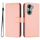 For Honor 60 Skin Feel Solid Color Leather Phone Case with Lanyard(Pink) - 2