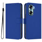 For Honor 60 Skin Feel Solid Color Leather Phone Case with Lanyard(Dark Blue) - 2