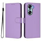 For Honor 60 Skin Feel Solid Color Leather Phone Case with Lanyard(Lavender Purple) - 2
