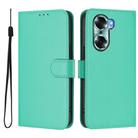For Honor 60 Skin Feel Solid Color Leather Phone Case with Lanyard(Green) - 2