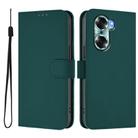 For Honor 60 Skin Feel Solid Color Leather Phone Case with Lanyard(Dark Green) - 2