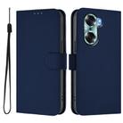 For Honor 60 Skin Feel Solid Color Leather Phone Case with Lanyard(Navy Blue) - 2