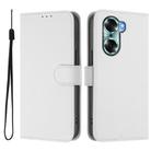 For Honor 60 Skin Feel Solid Color Leather Phone Case with Lanyard(White) - 2