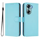 For Honor 60 Skin Feel Solid Color Leather Phone Case with Lanyard(Sky Blue) - 2