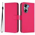For Honor 60 Skin Feel Solid Color Leather Phone Case with Lanyard(Rose Red) - 2
