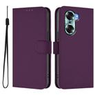 For Honor 60 Skin Feel Solid Color Leather Phone Case with Lanyard(Violet) - 2