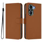 For Honor 60 Pro Skin Feel Solid Color Leather Phone Case with Lanyard(Brown) - 2