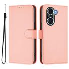 For Honor 60 Pro Skin Feel Solid Color Leather Phone Case with Lanyard(Pink) - 2