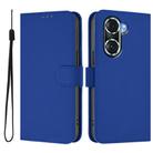 For Honor 60 Pro Skin Feel Solid Color Leather Phone Case with Lanyard(Dark Blue) - 2