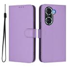 For Honor 60 Pro Skin Feel Solid Color Leather Phone Case with Lanyard(Lavender Purple) - 2