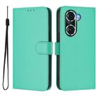 For Honor 60 Pro Skin Feel Solid Color Leather Phone Case with Lanyard(Green) - 2