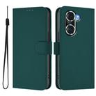 For Honor 60 Pro Skin Feel Solid Color Leather Phone Case with Lanyard(Dark Green) - 2
