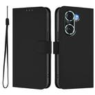 For Honor 60 Pro Skin Feel Solid Color Leather Phone Case with Lanyard(Black) - 2