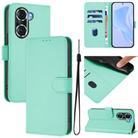 For Honor 60 Pro Skin Feel Solid Color Leather Phone Case with Lanyard(Mint Green) - 1