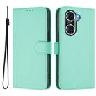 For Honor 60 Pro Skin Feel Solid Color Leather Phone Case with Lanyard(Mint Green) - 2