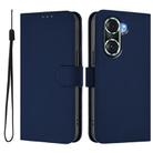 For Honor 60 Pro Skin Feel Solid Color Leather Phone Case with Lanyard(Navy Blue) - 2