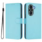 For Honor 60 Pro Skin Feel Solid Color Leather Phone Case with Lanyard(Sky Blue) - 2