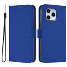 For Honor 60 SE Skin Feel Solid Color Leather Phone Case with Lanyard(Dark Blue) - 2