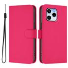 For Honor 60 SE Skin Feel Solid Color Leather Phone Case with Lanyard(Rose Red) - 2